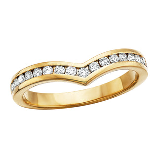 Channel Set V Nesting Band in 14k yellow gold with diamonds