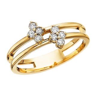 Double Cluster Ring in 14k yellow gold with diamonds