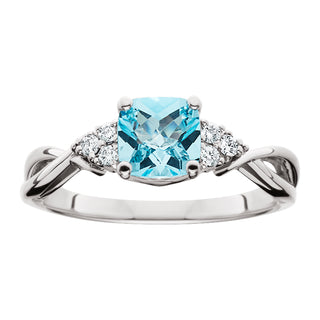 Blue Topaz Ring in 10k white gold