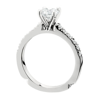 14KW Diamond Engagement Ring with pavé diamond band and solitaire setting