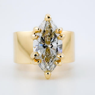Marquise Cigar Band ring with large marquise-cut stone