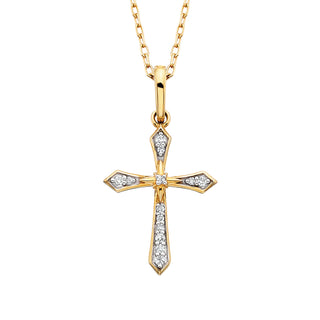Diamond Cross Pendant in yellow gold