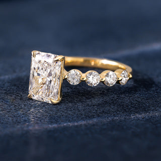 Radiant Floating Diamond Ring 14k Yellow Gold