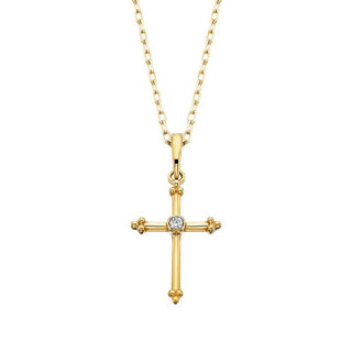 10K Yellow Gold Diamond Accented Cross Necklace