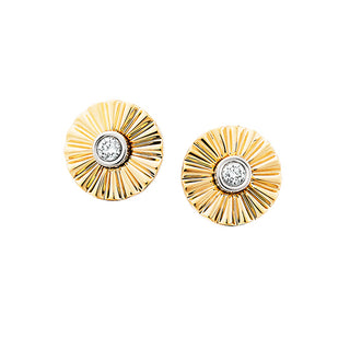 10K Yellow Gold Diamond Sunburst Earrings