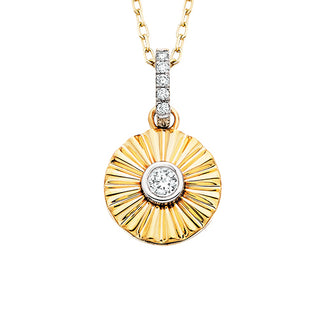 10K Yellow Gold Diamond Sunburst Necklace