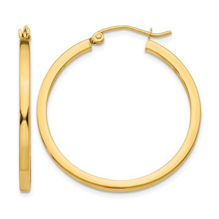 10K Yellow Gold 2mm Square Hoop Earrings