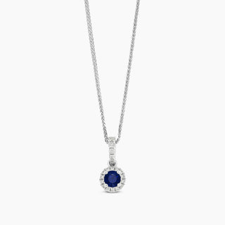 14K White Gold Sapphire and Diamond Necklace