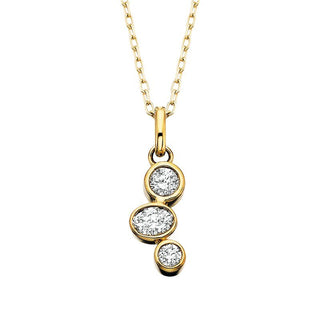 14K Yellow Gold 3 Stone Bezel Set Diamond Necklace