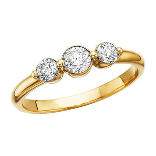 14K Yellow Gold 3 Stone Diamond Ring