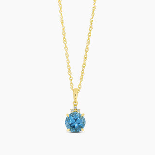 14K Yellow Gold Blue Topaz Necklace