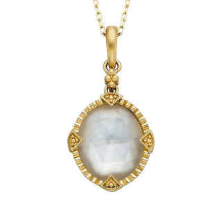 14K Yellow Gold Mother of Pearl Etruscan Necklace