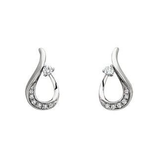14k White Gold Diamond Freeform Earrings