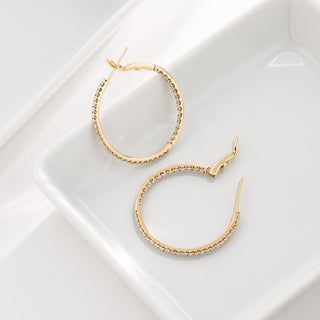 14K Yellow Gold Inside/Outside Diamond Hoops