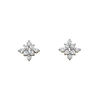 10k White Gold Starburst Cluster Earrings