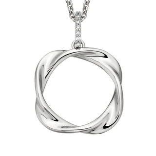 Berco Sterling Silver Circle Twist Diamond Accented Necklace - Necklaces