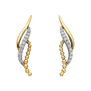 10K Two Tone Freeform Diamond Earrings
