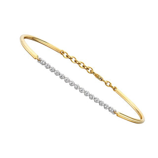 14k Two Tone Gold Diamond Bar Bracelet