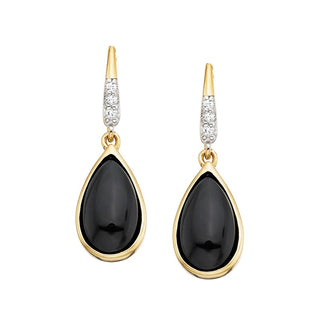 Black Onyx and Diamond Vermeil Earrings