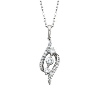 14k White Gold Three Stone Necklace