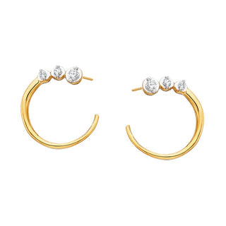 10K Yellow Gold Front to Back Diamond Hoops