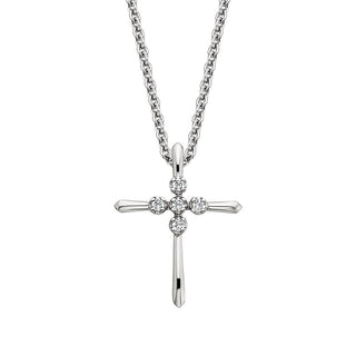10K White Gold Diamond Accented Cross Necklace