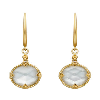 14K Mother of Pearl Etruscan Earrings