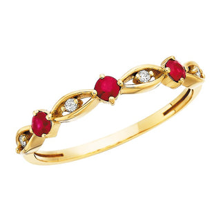 14K Yellow Gold Ruby and Diamond Stackable Band