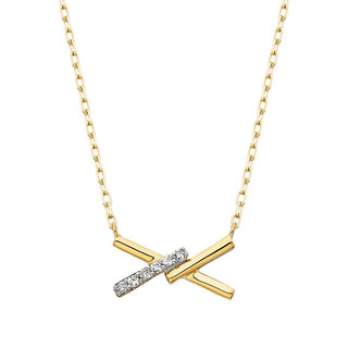 10k Yellow Gold Diamond X Necklace
