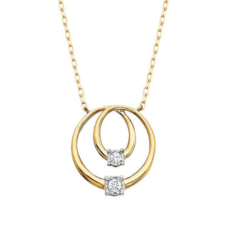 10k Yellow Gold Double Diamond Circle Pendant