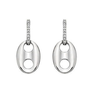 Sterling Silver Mariner Link Diamond Earrings