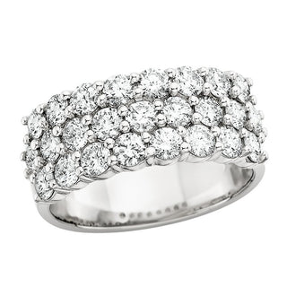 14k White Gold 3 Row Diamond Band