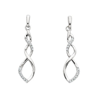 Sterling Silver Diamond Spiral Earrings