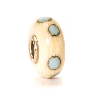 Beige Blue Dot Glass Trollbead