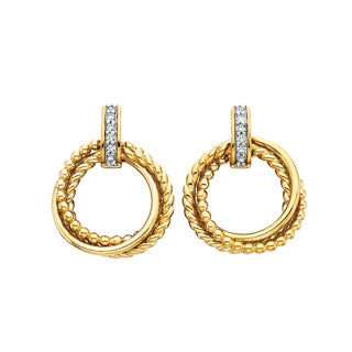 Gold Vermeil Circle Earrings with White Sapphire Accent