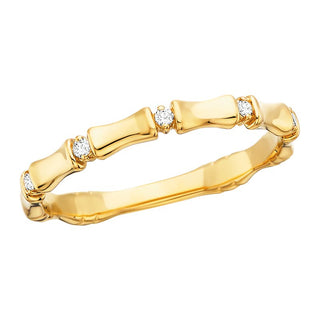 10K Yellow Gold Diamond Accent Bamboo Inspired Ring