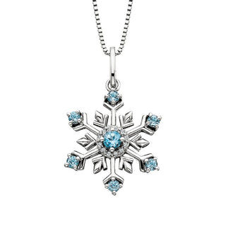 Sterling Silver Blue Topaz Snowflake Necklace