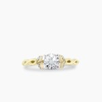 Ring twisted band diamond yellow gold center stone