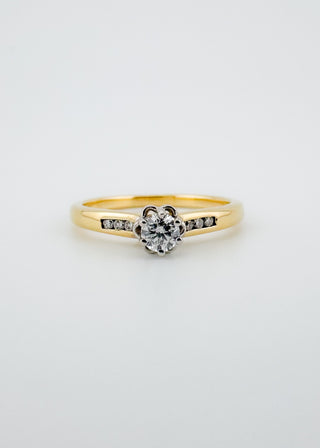 Buttercup Channel Semi Mount ring, yellow gold, diamond accents