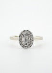 Ring 14K White Gold Oval Cluster Diamond