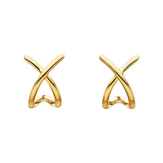 Gold Vermeil crossover earrings, pair, modern X-hoop