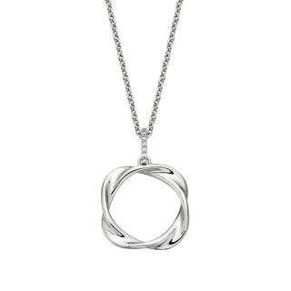 Berco Sterling Silver Circle Twist Diamond Accented Necklace - Necklaces