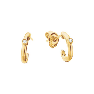 Gold over Sterling Diamond Bezel Hoop Earrings