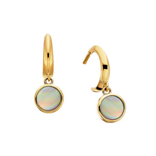 Gold over Sterling Pink Mother of Pearl Dangle Earrings