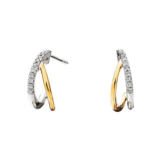 10K Two Toned Diamond Double Hoop