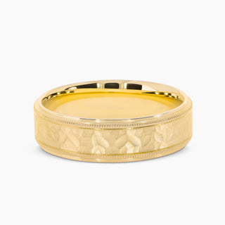 14K Yellow Gold Hammered Finish Wedding Band