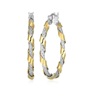 Sterling Silver and Gold Overlay Twisted Earrings