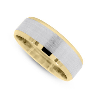 14K Two Toned Satin Finish Wedding Band