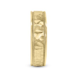 14K Yellow Gold Hammered Finish Wedding Band