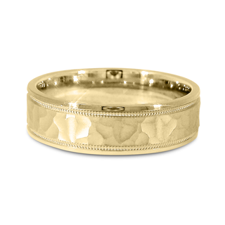 14K Yellow Gold Hammered Finish Wedding Band